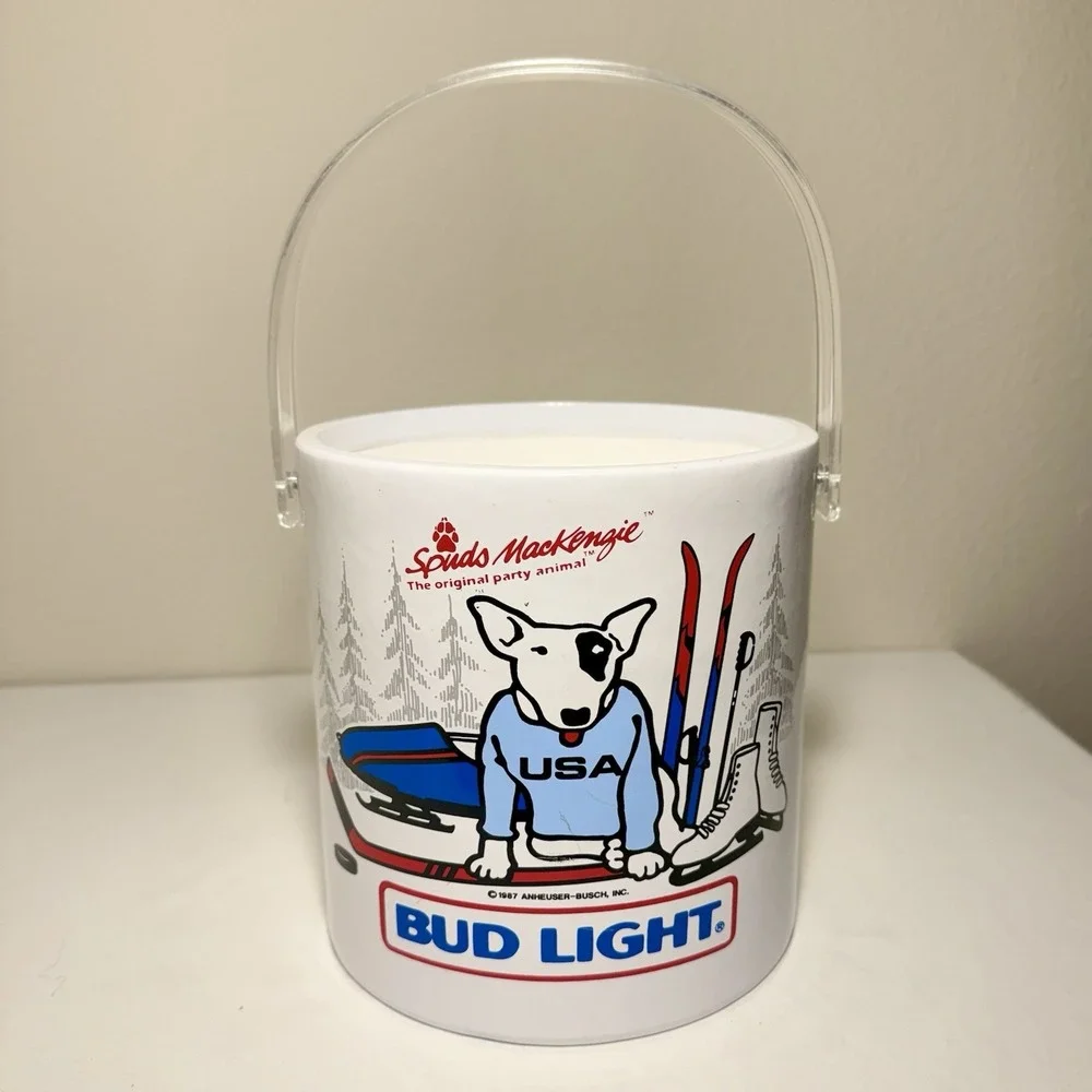 Spuds Mackenzie Bud Light Winter Olympics Ice Bucket Original 1987 Vintage